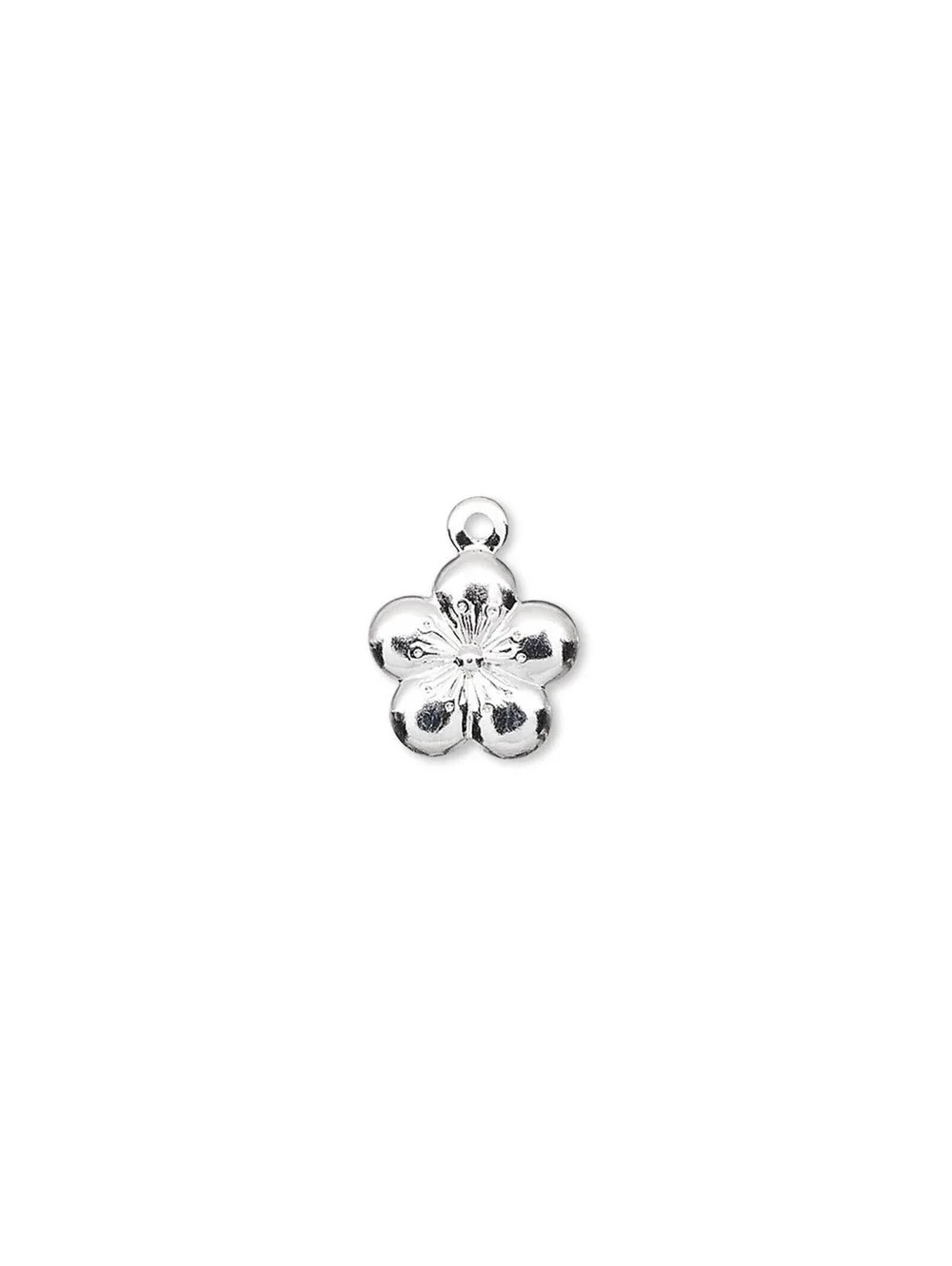20 Silver Plated 12x10mm Stamped Flower Drops Charms Beads